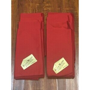 Set of (8) Vintage Red Fabric Place Mates Cotton Blend Dinner Napkins - NOS New